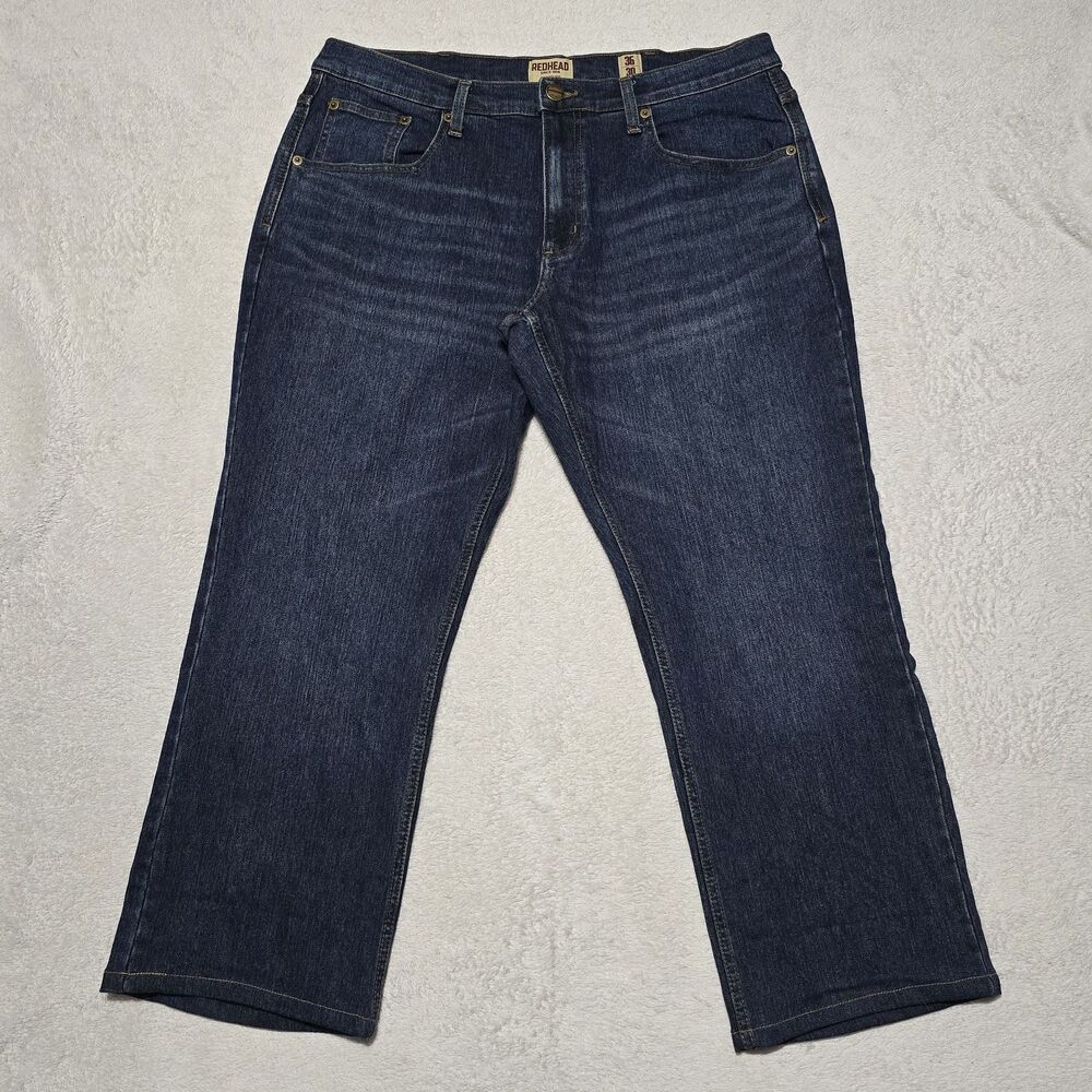 RedHead Men's 36x30 Blue Straight Jeans Classic Dark Wash Denim Stretch Pants